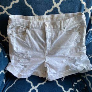 AE White Denim Shorts Super Stretch Sz 14